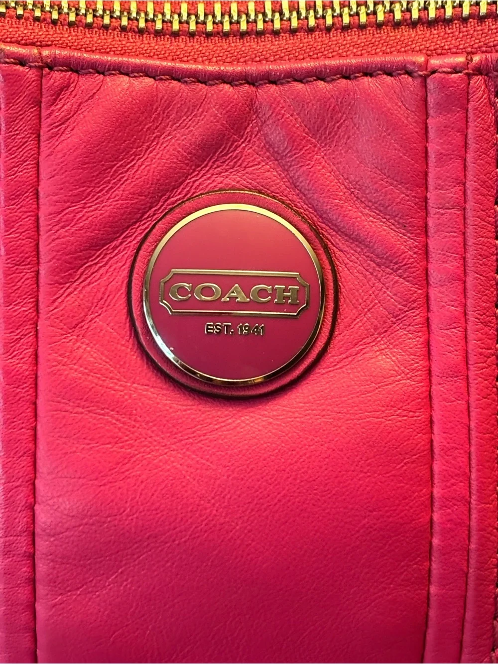 Coach F23241 Pink Perforated Leather Convertible Hobo Crossbody Bag